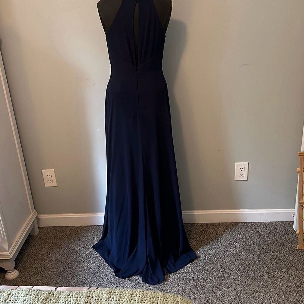 Lulus Women's Navy Blue Lined Sleeveless Halterneck Prom Long Dress Medium - Picture 4 of 10